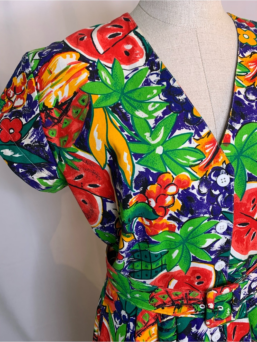 Vintage Carol Anderson Cali. Dress Women’s 11/12 L Fruit Maxi Button USA 80 90s - Picture 5 of 15